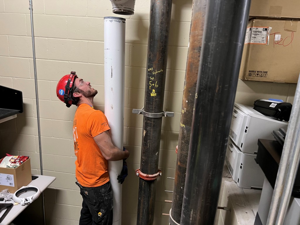 9-27-22: Fire protection piping is connected